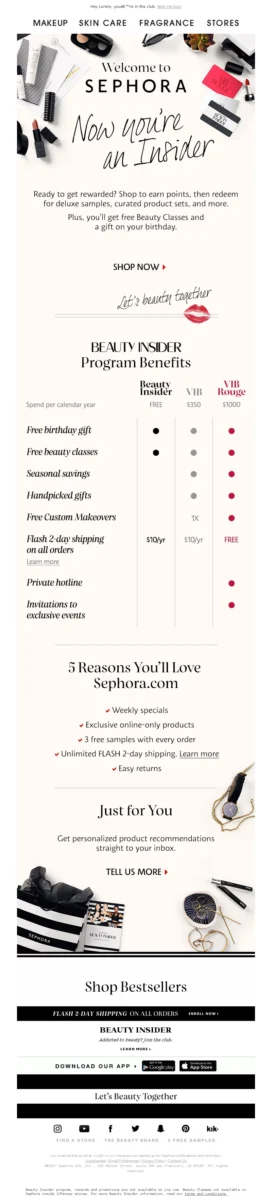 sephora welcome email