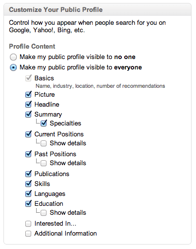 new linkedin profile search engine settings