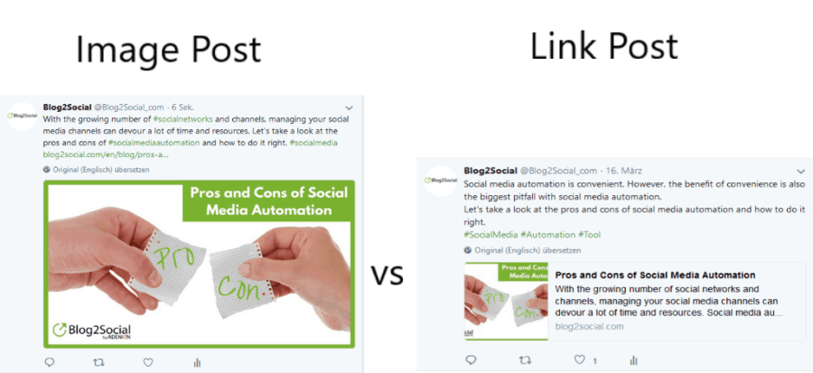 social media post formats: image post vs. link post