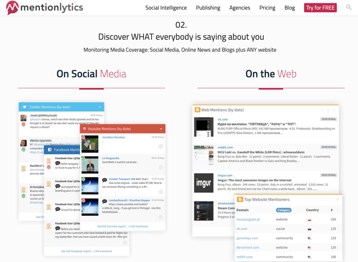 Mentionlytics social listening features