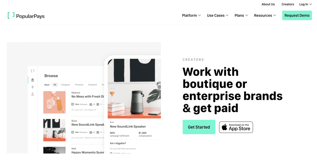 PopularPays work with boutique or enterprise brands & get paid as a social media influencer