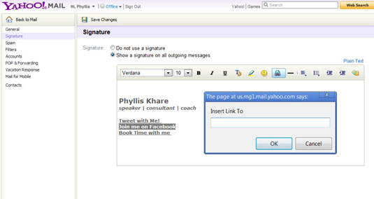 set up an email signature in yahoo mail to link to your Facebook Page to encourage people to like it
