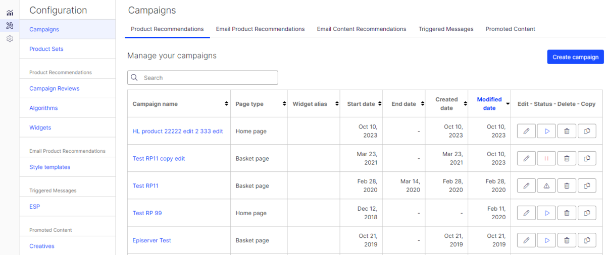 optimizely configuration screenshot