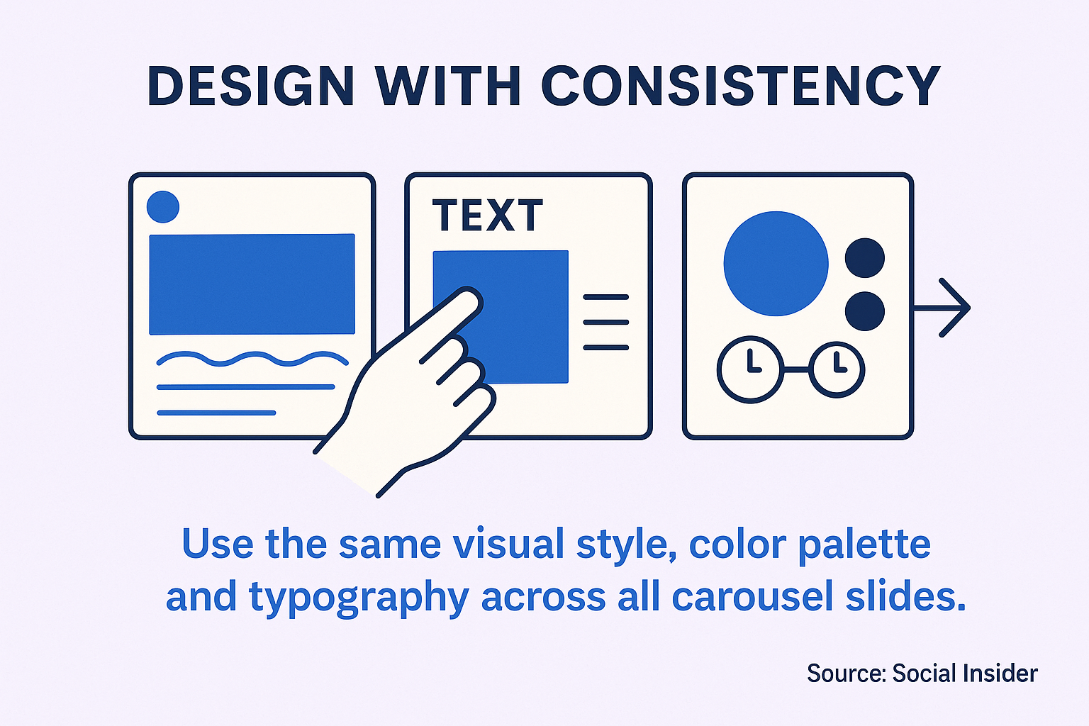 Visual demonstration of consistent design elements across multiple Instagram carousel slides