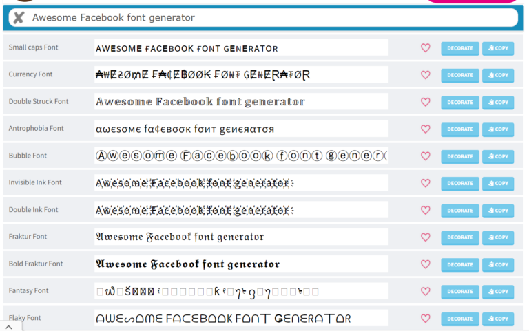 Top 15 Facebook Fonts Generators to Use on Meta