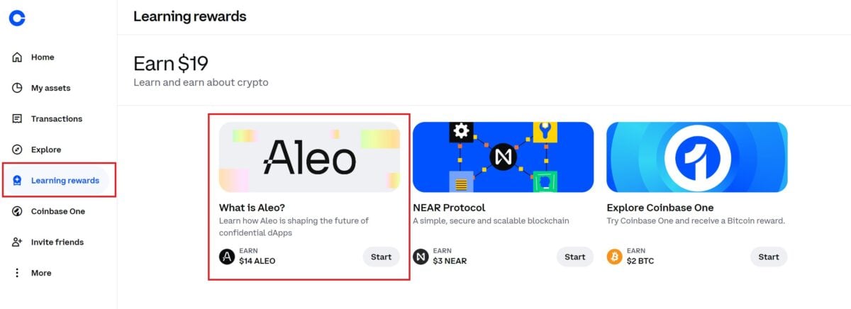 coinbase learning rewards