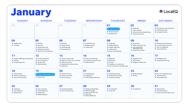 Sample Social Media Calendar