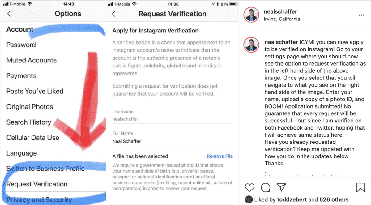 Knowledge - 'How to verify account on Instagram' 