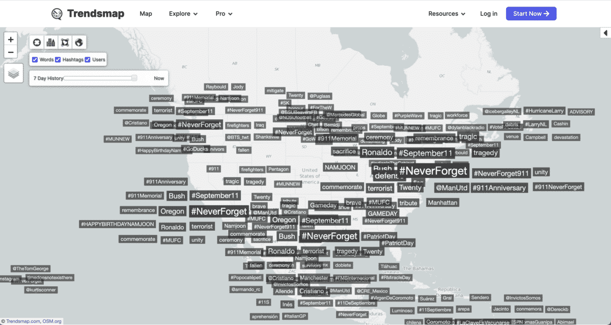 tweepsmap united states map of trending hashtags on september 11, 2021