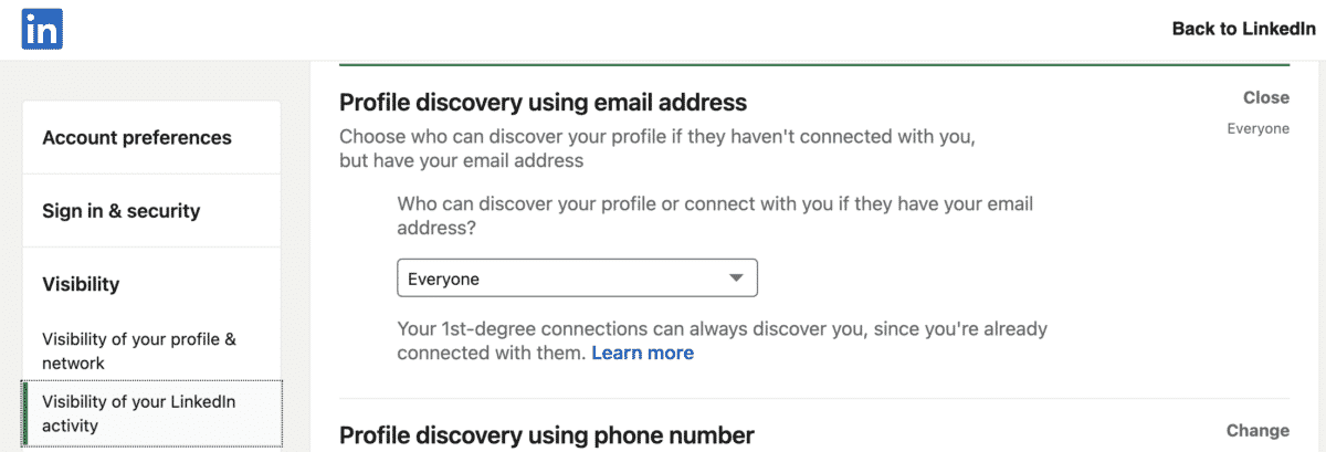 linkedin profile discovery using email address