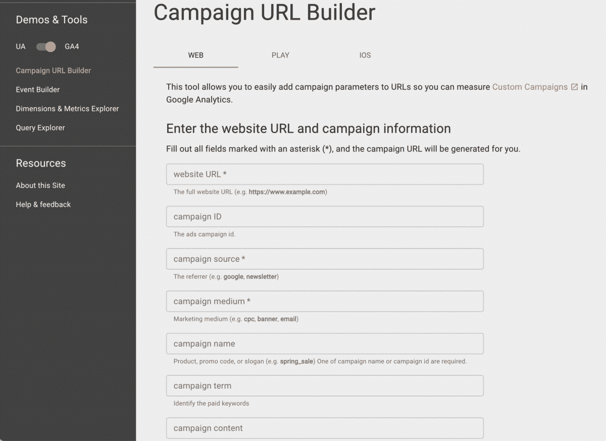 google analytics campaign url builder