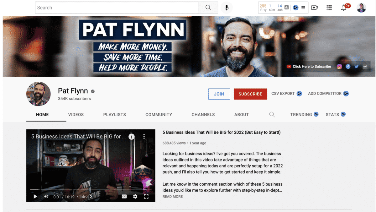 Pat Flynn on YouTube