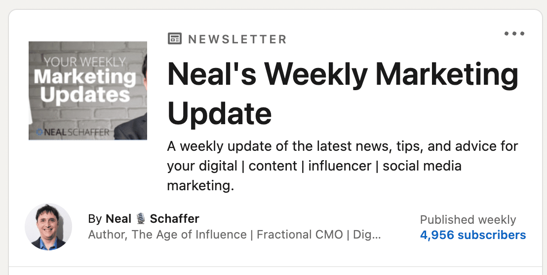 Neal's weekly marketing update LinkedIn Newsletter!