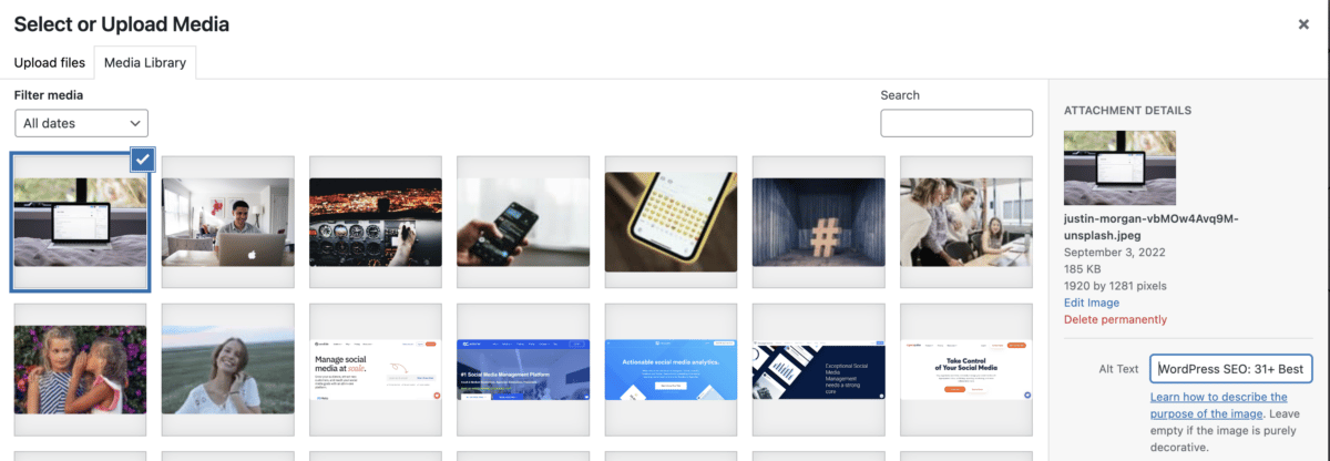 how to add alt text to image in wordpress
