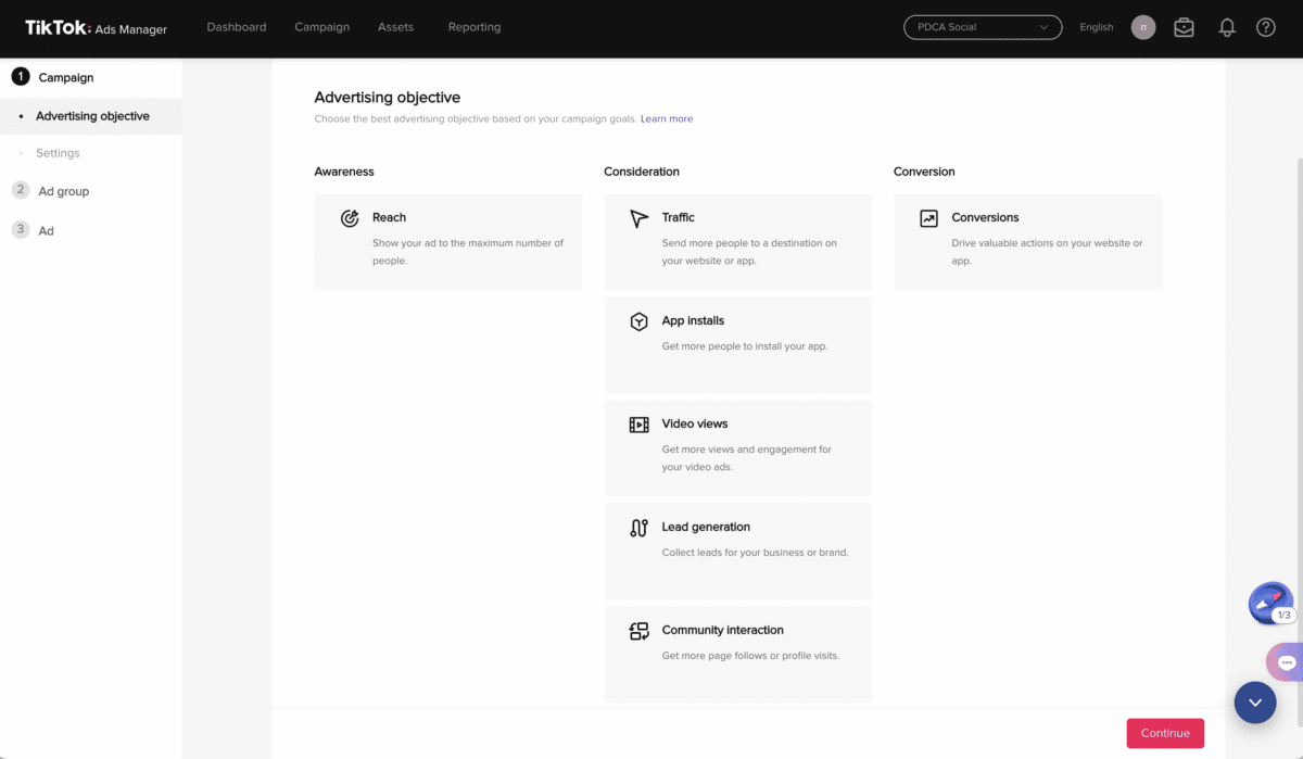 tiktok ads campaign advertising objectives