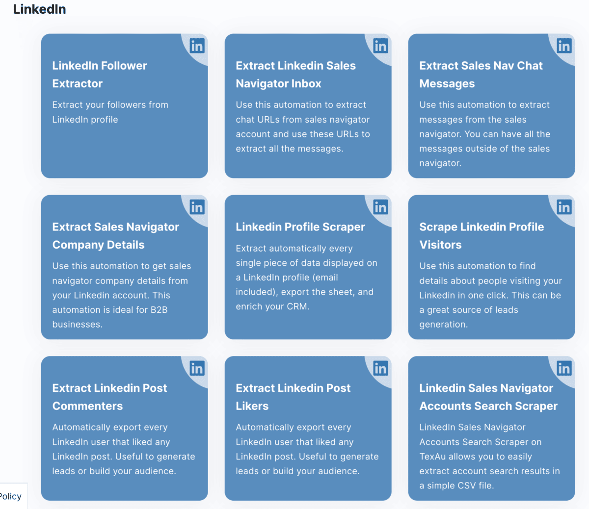 TexAu LinkedIn automations