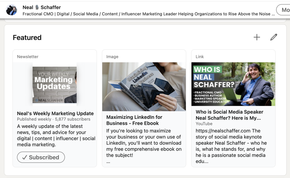 Neal Schaffer's LinkedIn portfolio