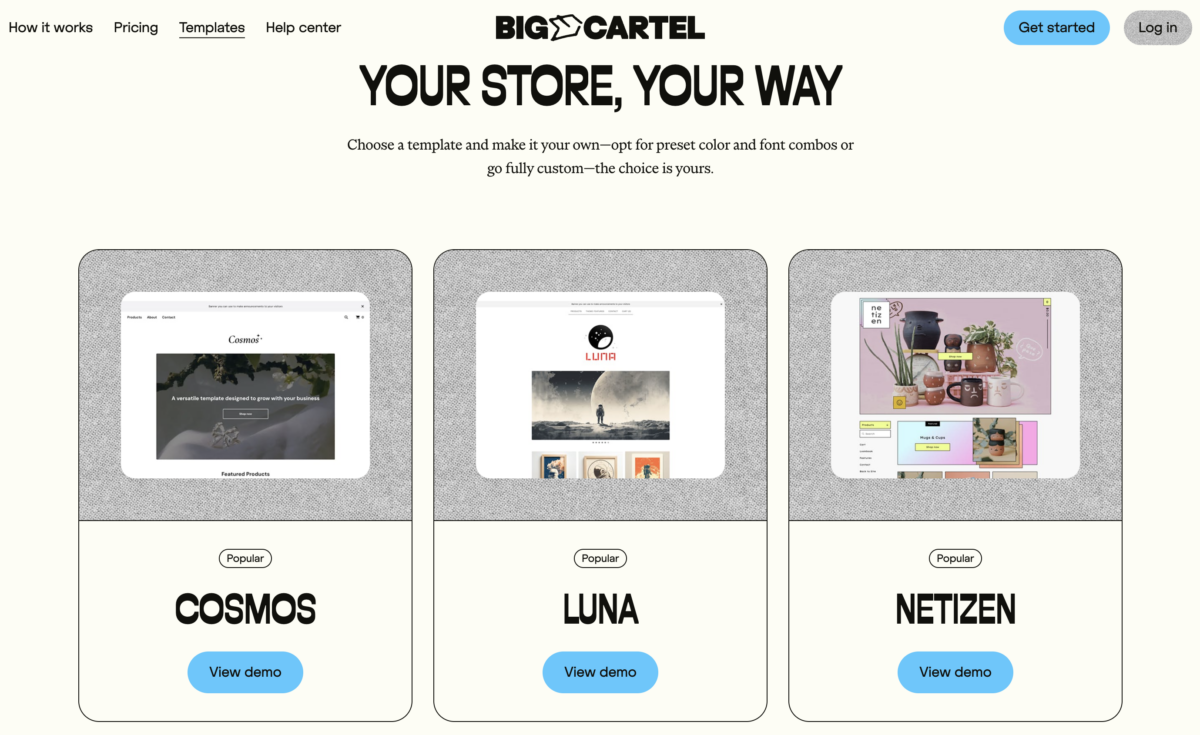 big cartel ecommerce themes