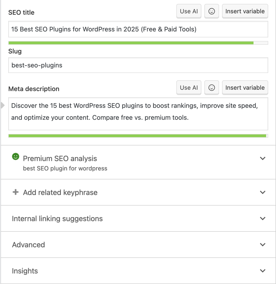Yoast SEO screenshot from this blog