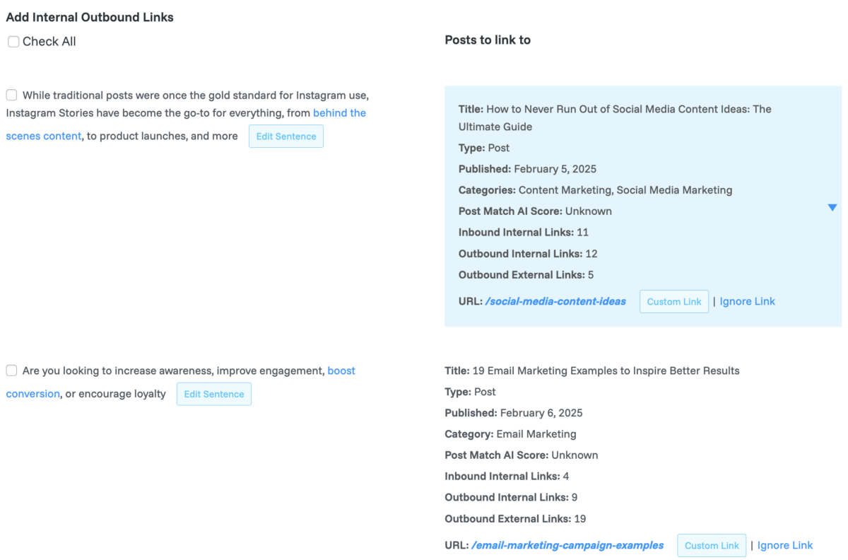 LinkWhisper add internal links Wordpress plugin