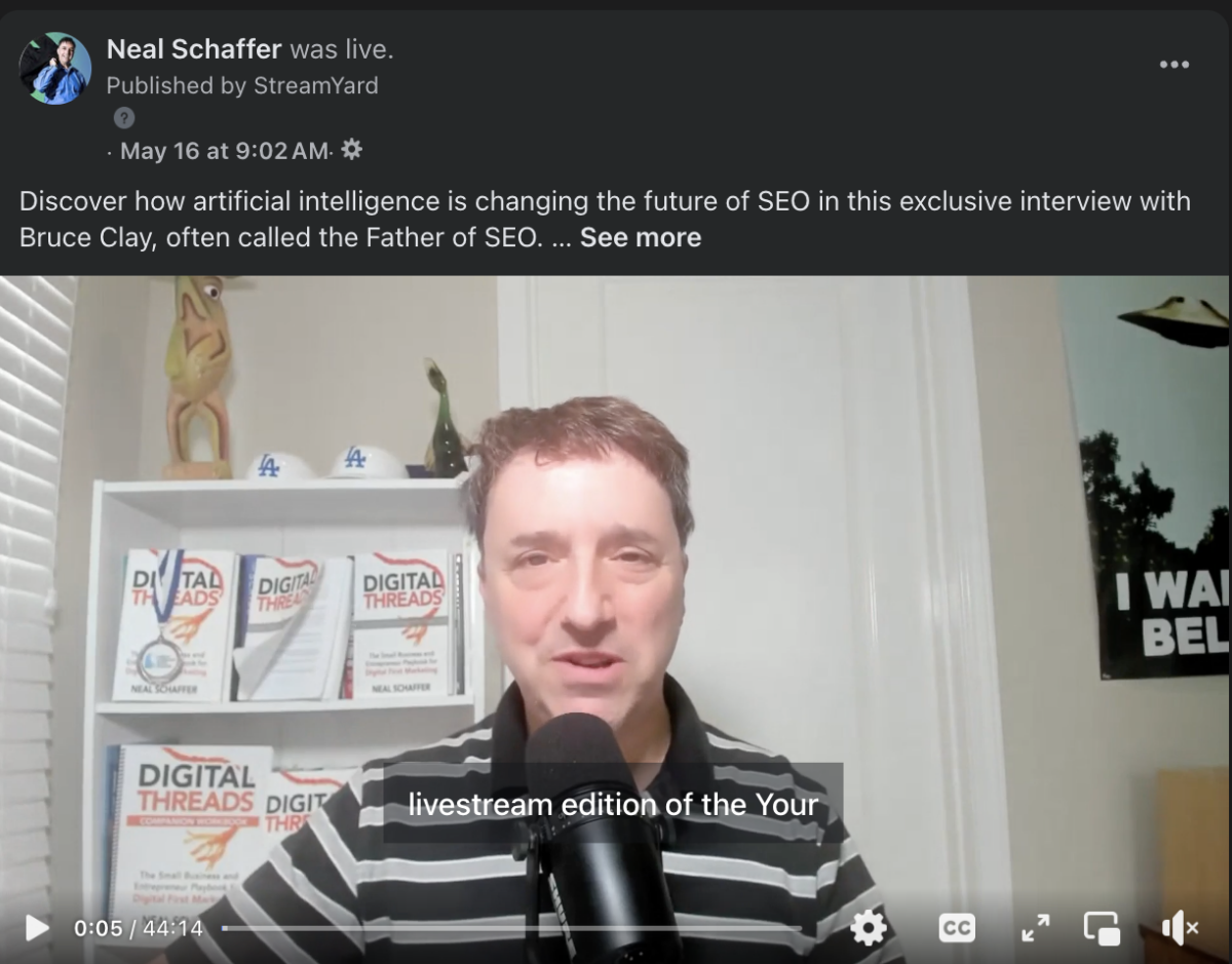 An example of a Facebook Live