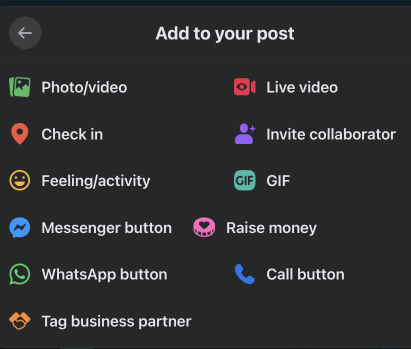 facebook conent types