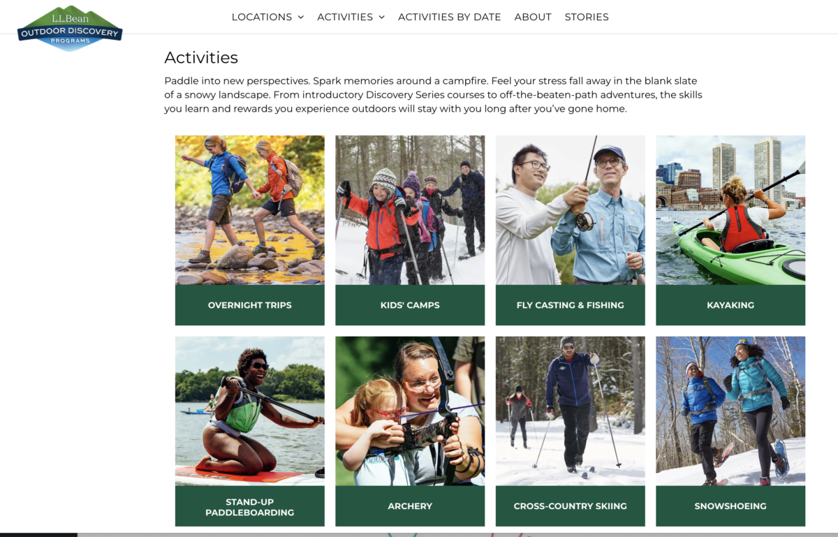 L.L. Bean Outdoor Discovery Programs as an example of developing courses for content marketing