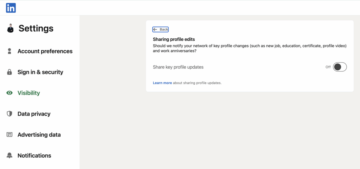 share linkedin profile updates with your network