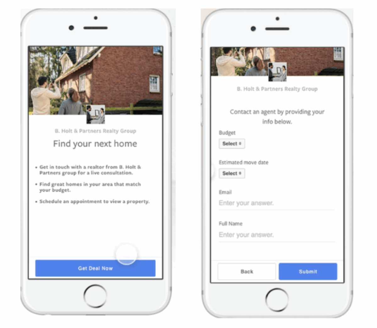 Facebook Leaf Gen Ad for real estate example