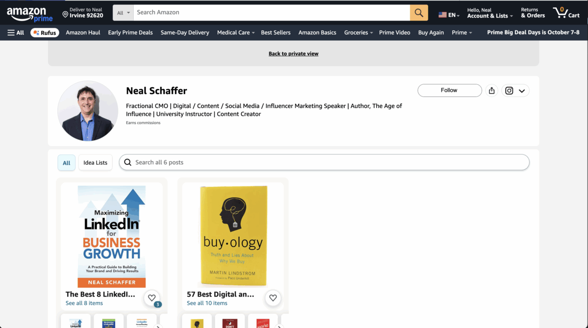 Neal Schaffer's Amazon Influencer Store