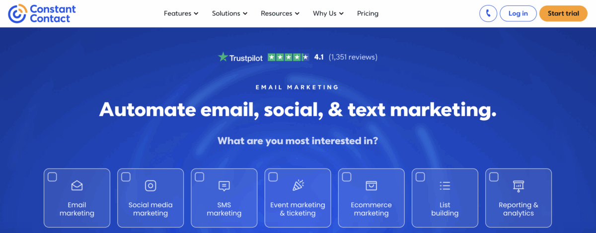 Screenshot of https://constantcontact.com