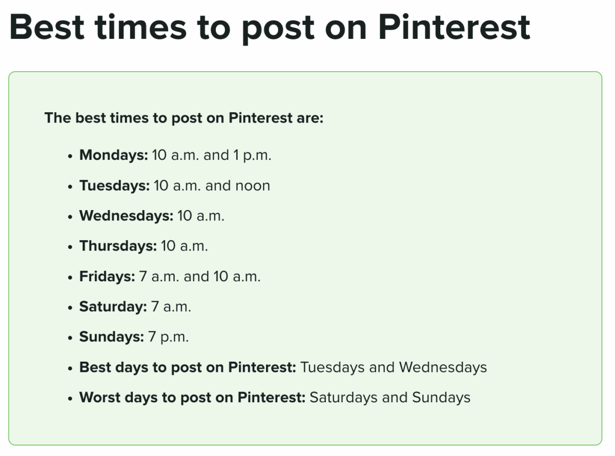 best times to post on pinterest