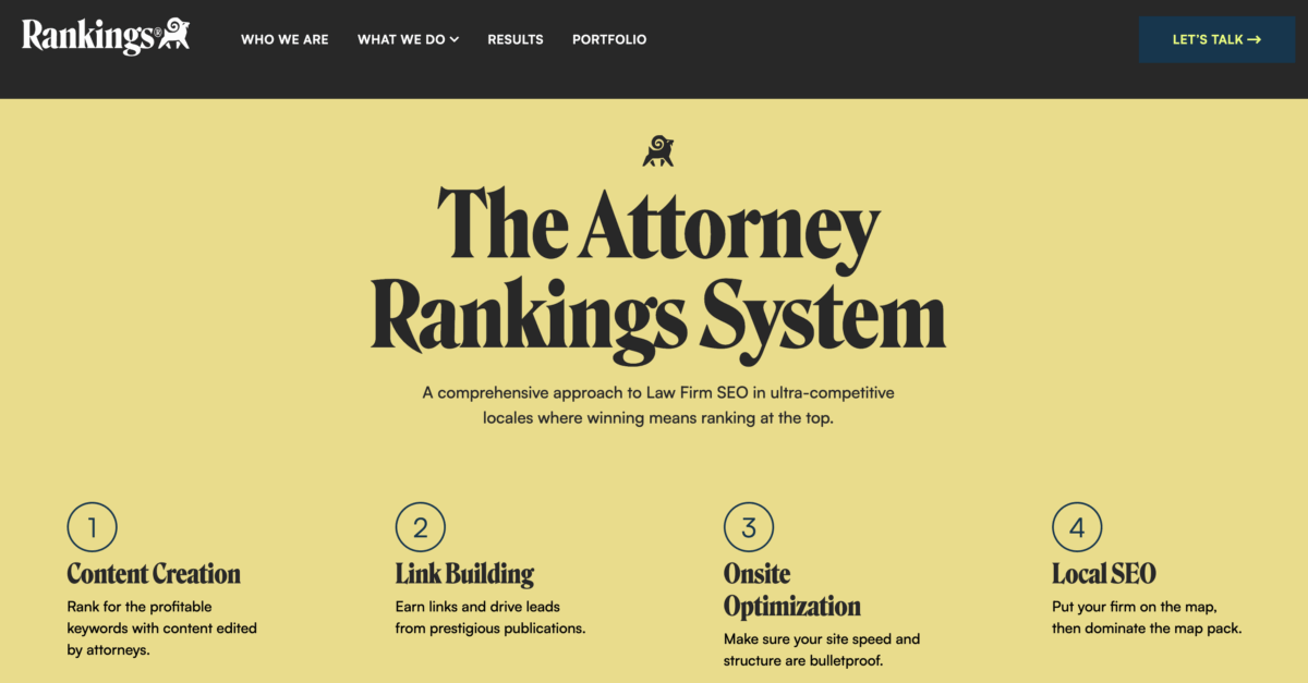 Rankings.io SEO services for attorneys and law firms