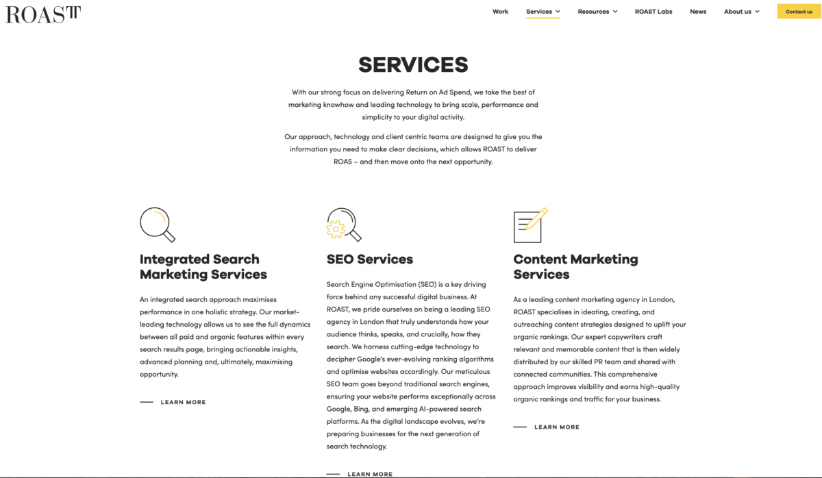 ROAST digital marketing services