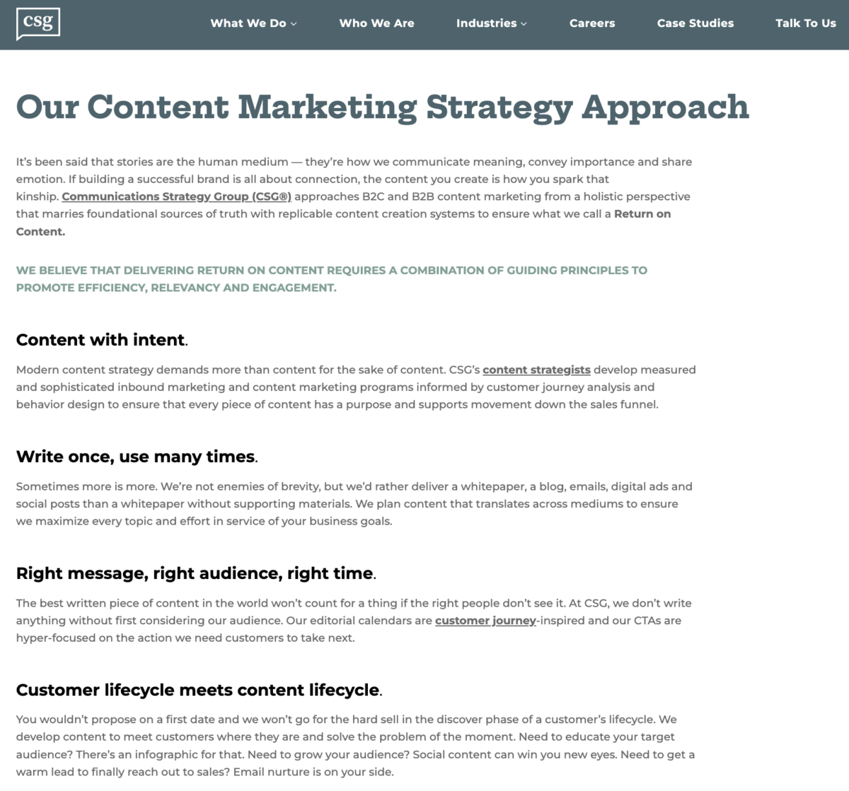 Communications Strategy Group content marketing strategy approach