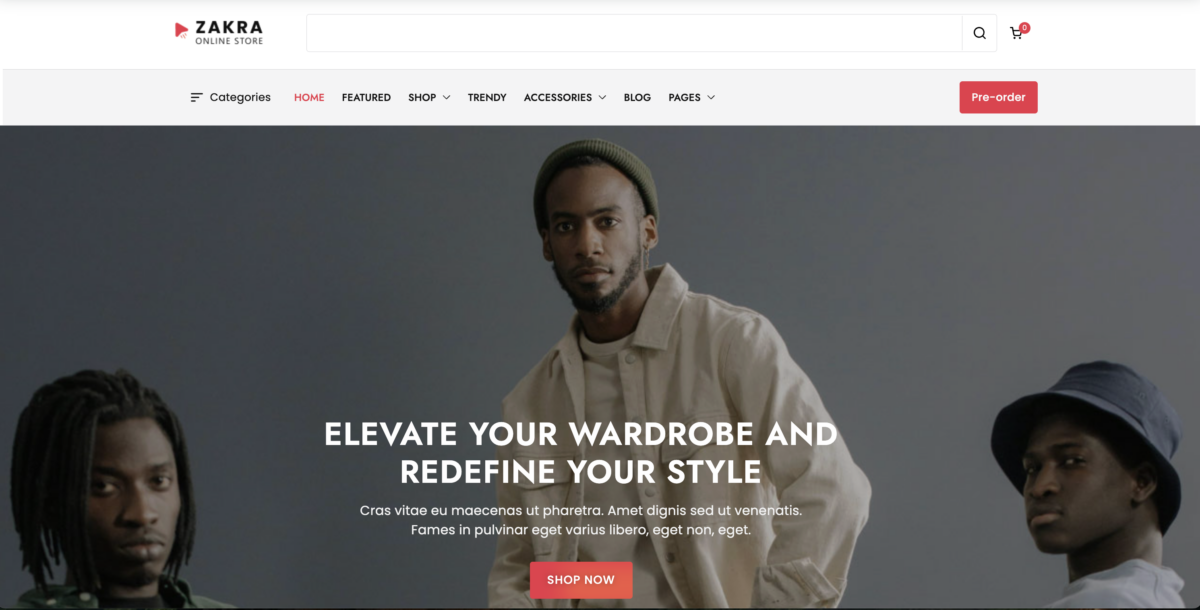 zakra online webstore demo