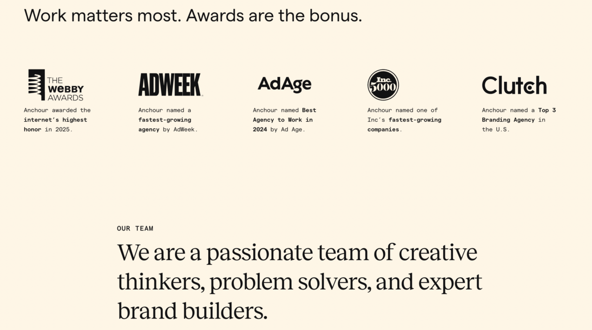 Anchour, an award-winning branding agency.