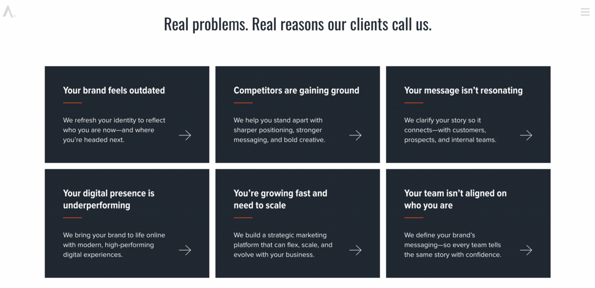 Spire Agency offers the real reasons why their clients call them, from sensing an outdated brand to competitors gaining ground.