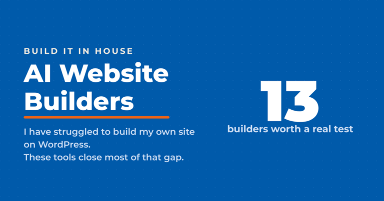 Featured card reading AI Website Builders with the figure 13, for Neal Schaffer's roundup of thirteen AI website builders worth testing.