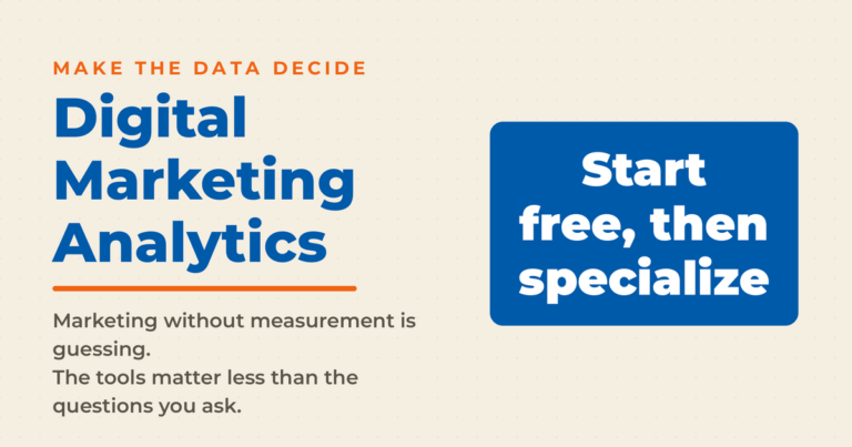 Featured card defining digital marketing analytics, with Neal Schaffer's recommendation to start free and then specialize.