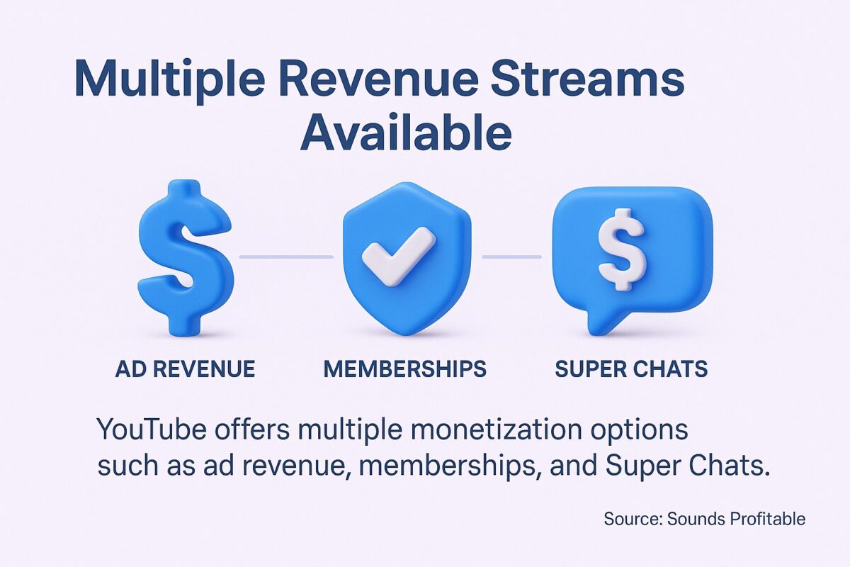 Monetization options include ads, memberships, and Super Chats.
