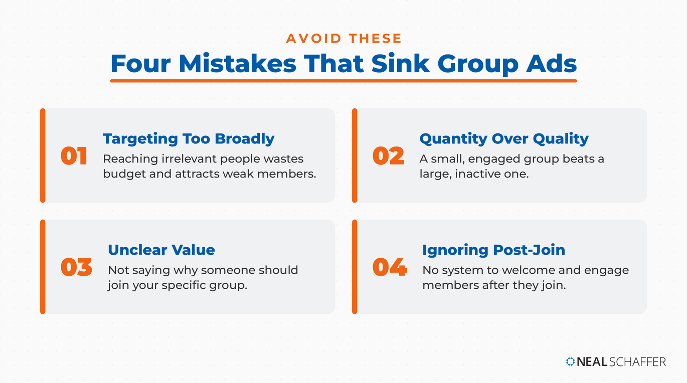 Four common Facebook group ad mistakes to avoid