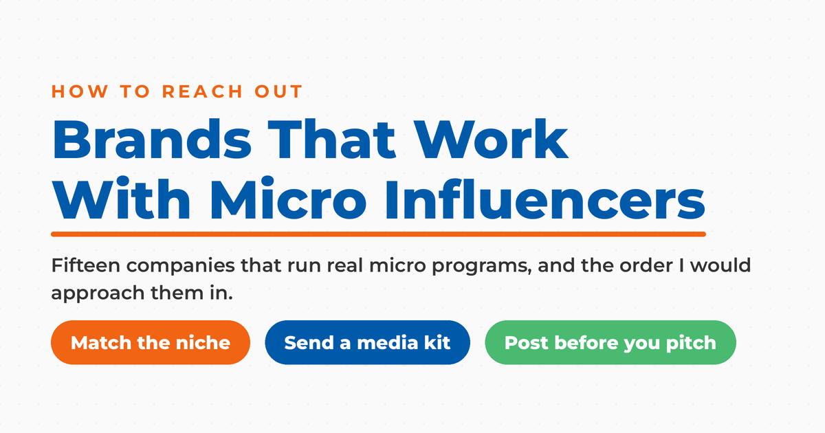 Featured graphic for a guide to brands that work with micro influencers, showing Neal Schaffer's three-step outreach sequence: match the niche, send a media kit, post before you pitch.