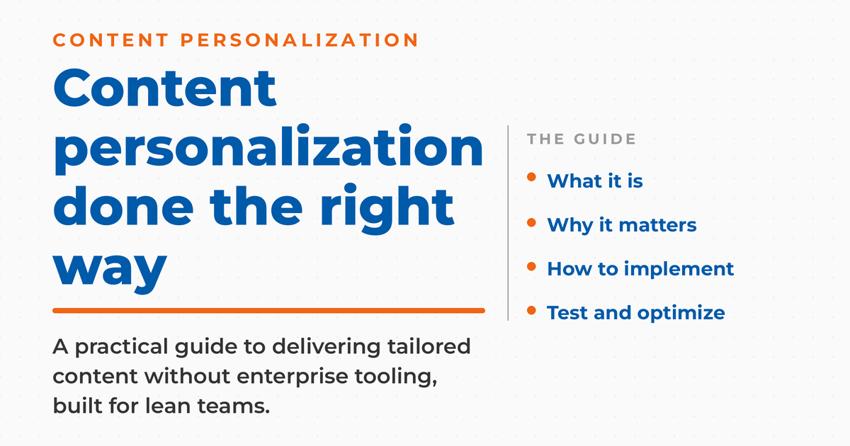 Branded graphic on doing content personalization the right way, listing the guide's steps.