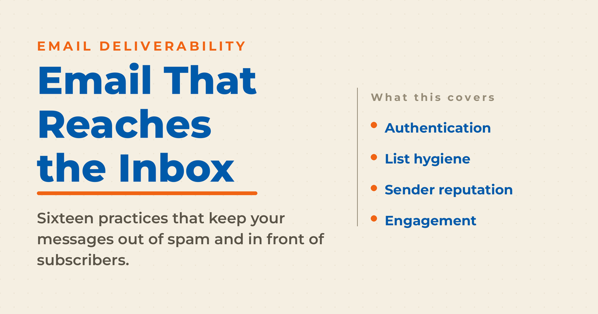 Neal Schaffer branded graphic titled Email That Reaches the Inbox, covering Authentication, List hygiene, Sender reputation, and Engagement.