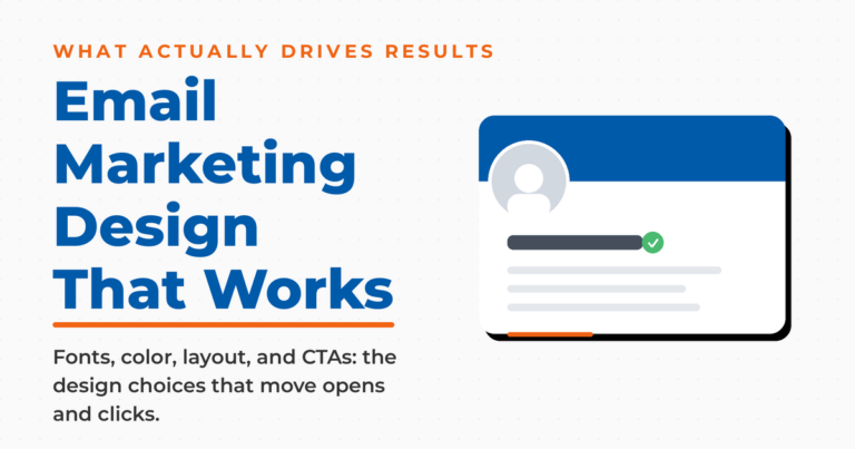 Neal Schaffer featured graphic reading "Email Marketing Design That Works," with a mock email card showing a header band, body lines, and a call-to-action button, and subcopy on fonts, color, layout, and CTAs.