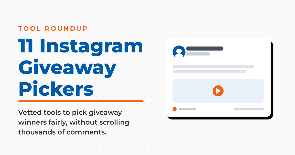 11 Instagram giveaway picker tools for choosing winners fairly, shown beside a sample Instagram giveaway post.