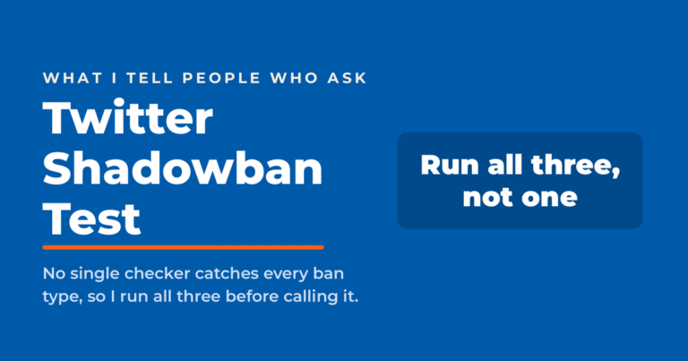 Featured graphic for a Twitter shadowban test guide, with Neal Schaffer's recommendation to run all three shadowban checkers rather than trusting one result.