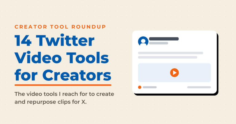 14 Twitter video tools for creators to make and repurpose clips for X, shown beside a sample video post.