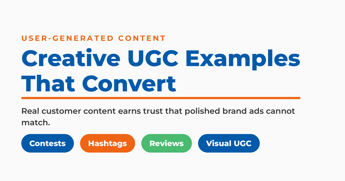 Neal Schaffer branded graphic titled Creative UGC Examples That Convert with pills for Contests, Hashtags, Reviews, and Visual UGC.